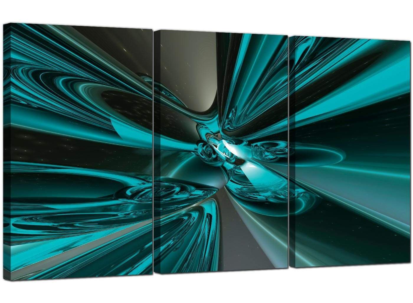 Modern Teal and Grey Cyclone Abstract Canvas