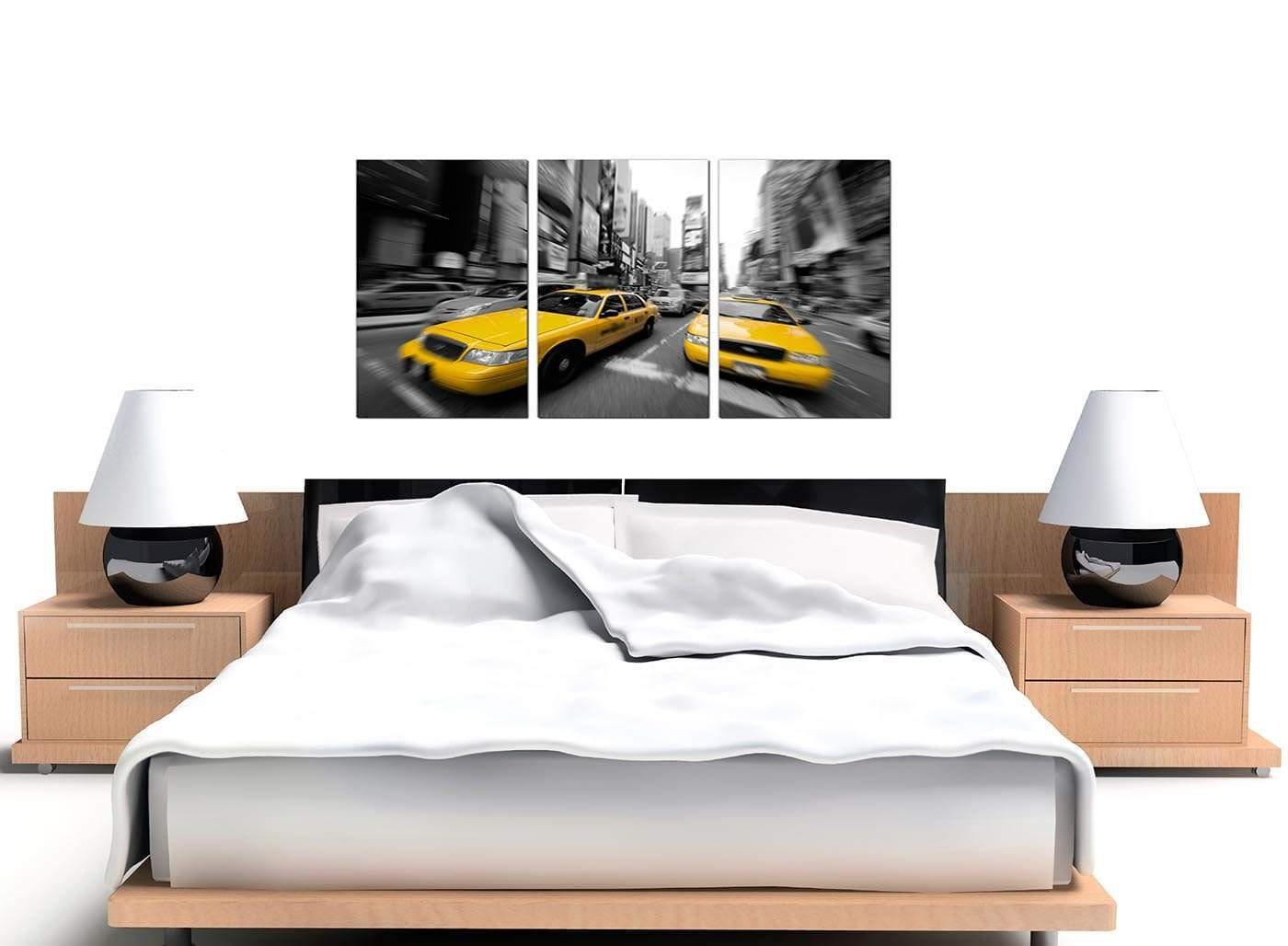 Black White Yellow Grey New York Taxi City Canvas