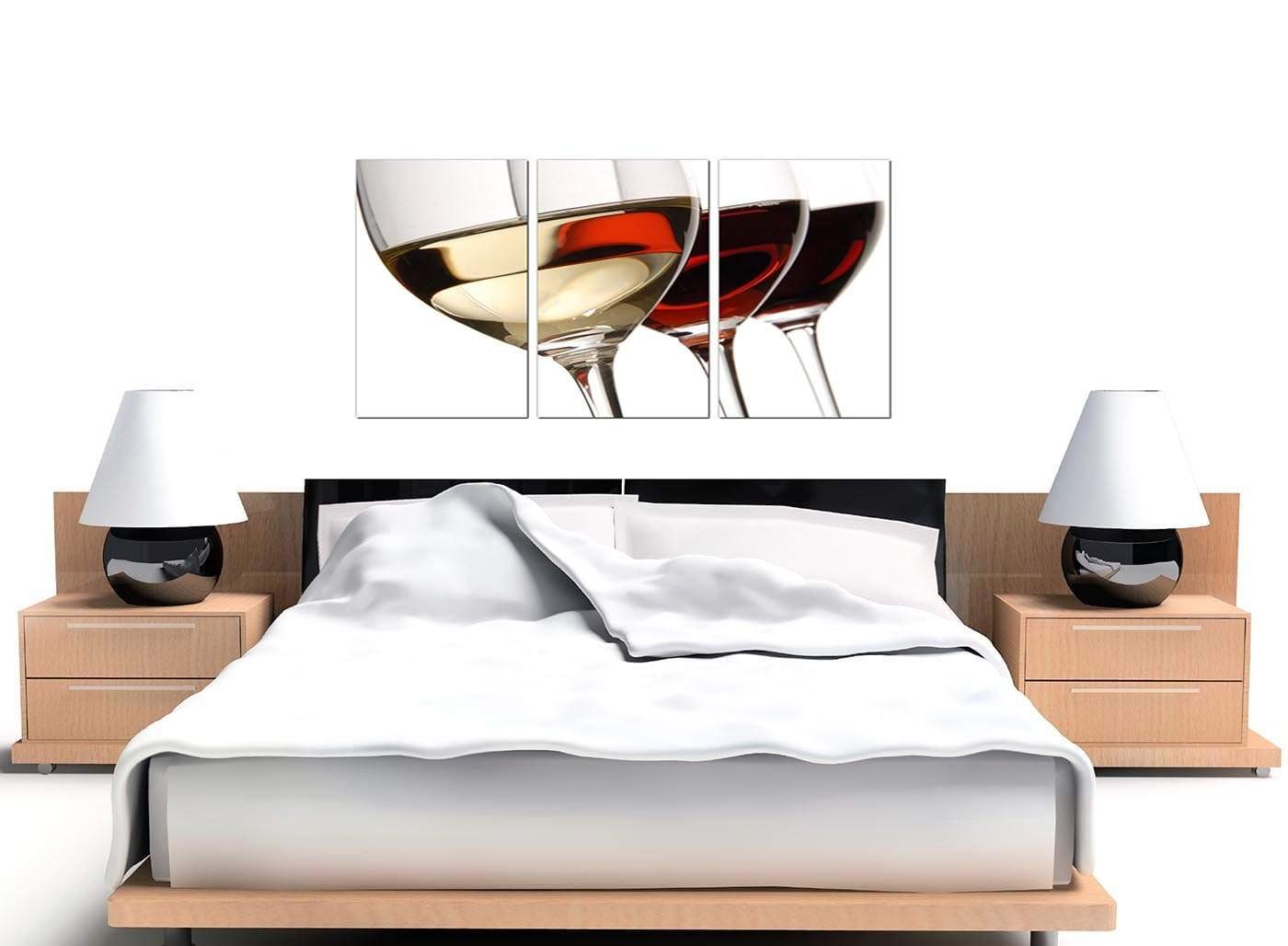Red White Wine Glasses Kitchen Canvas