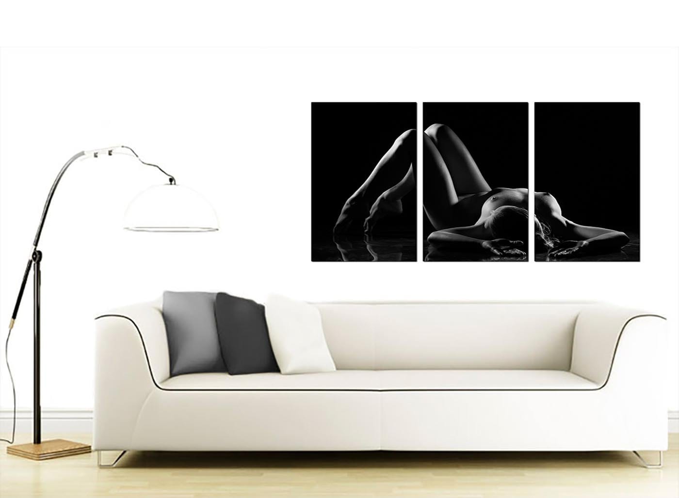 Modern Bedroom Black White Woman Nude Erotic Canvas