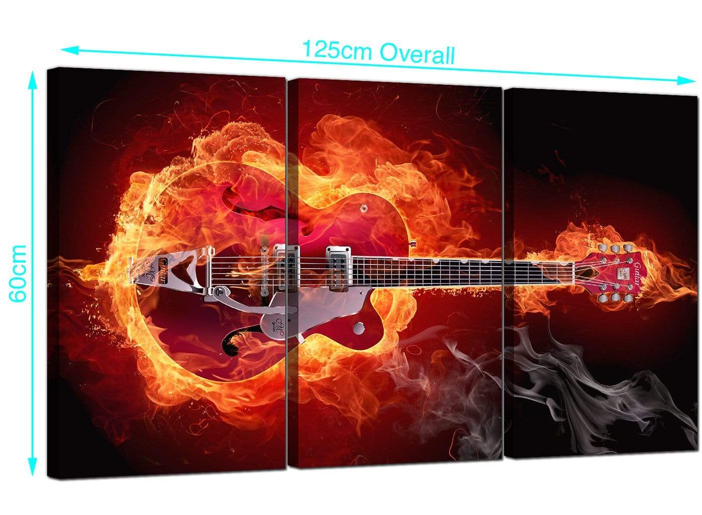 Flaming Red Electric Guitar Music Canvas