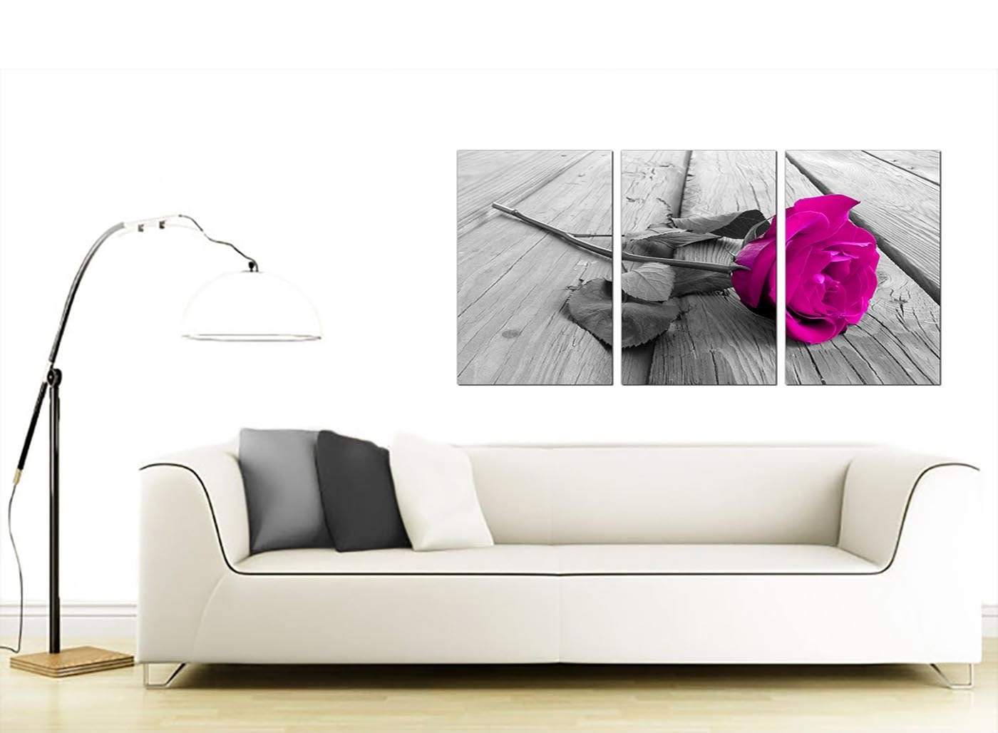 Pink Rose Grey Black White Flower Floral Canvas
