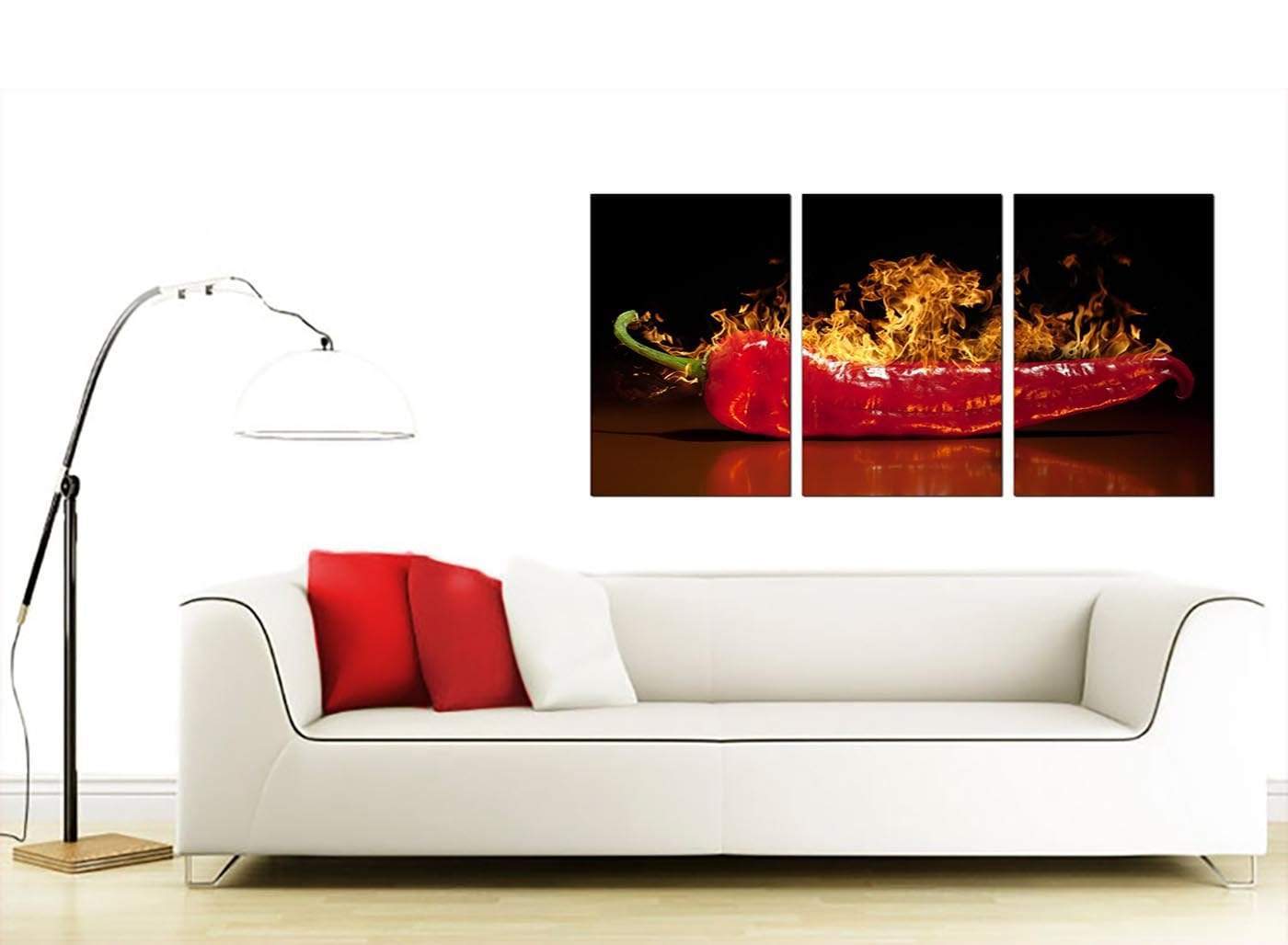 Red Hot Chilli Pepper Flaming Black Canvas