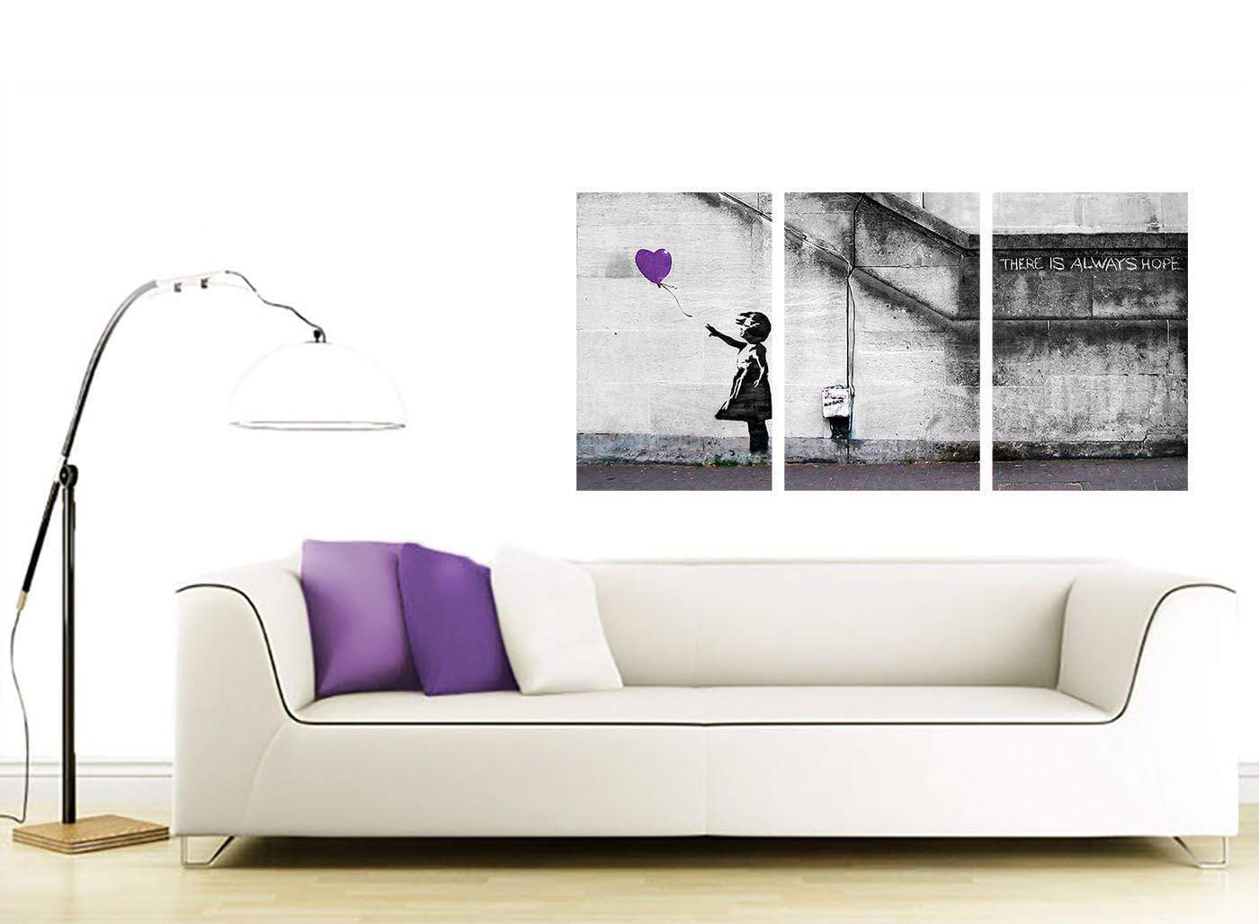 Banksy Balloon Girl Purple Heart Hope Canvas