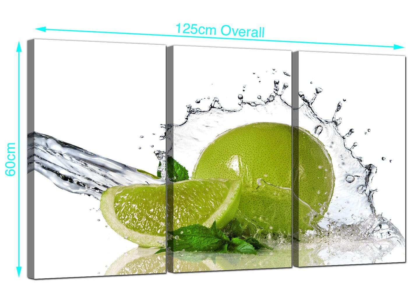 Lime Green White Fruit Splash Kitchen Canvas