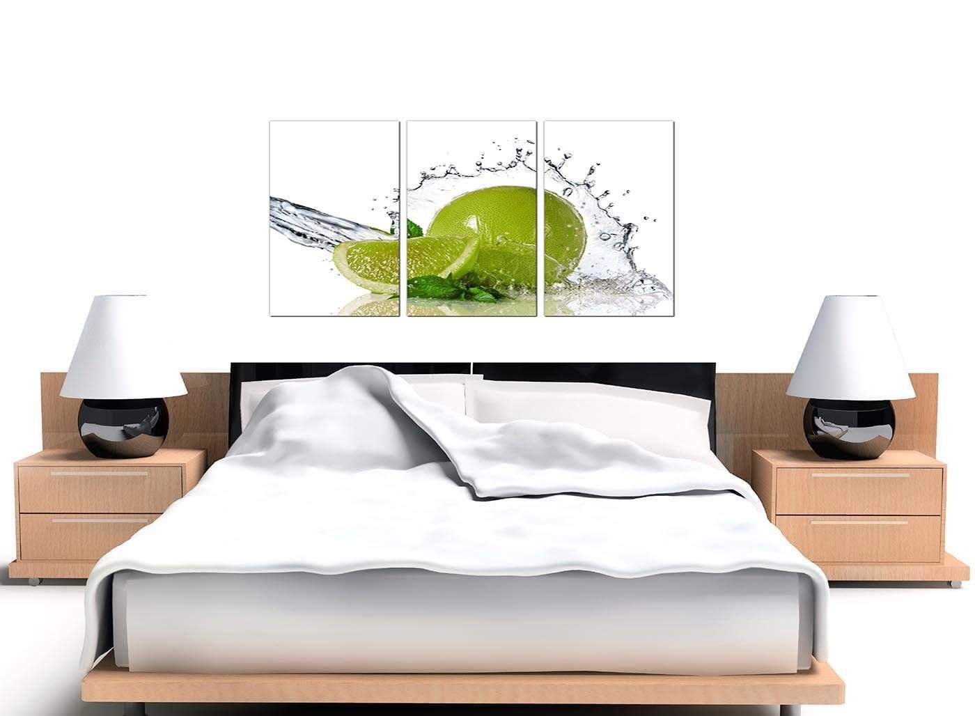 Lime Green White Fruit Splash Kitchen Canvas