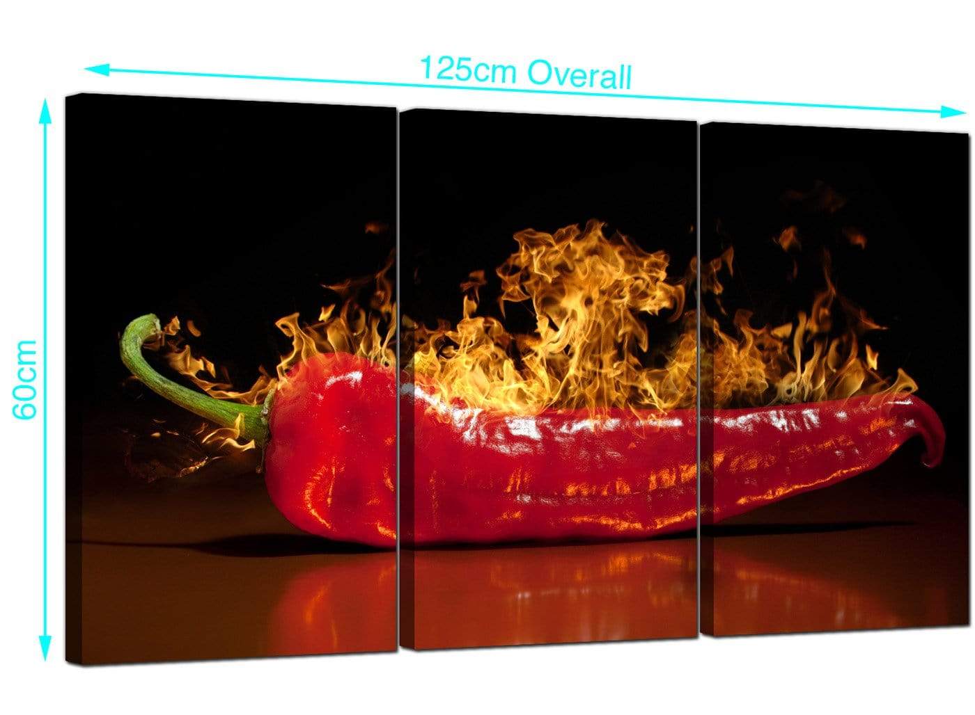 Red Hot Chilli Pepper Flaming Black Canvas
