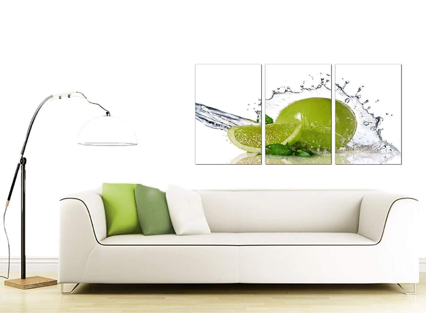 Lime Green White Fruit Splash Kitchen Canvas