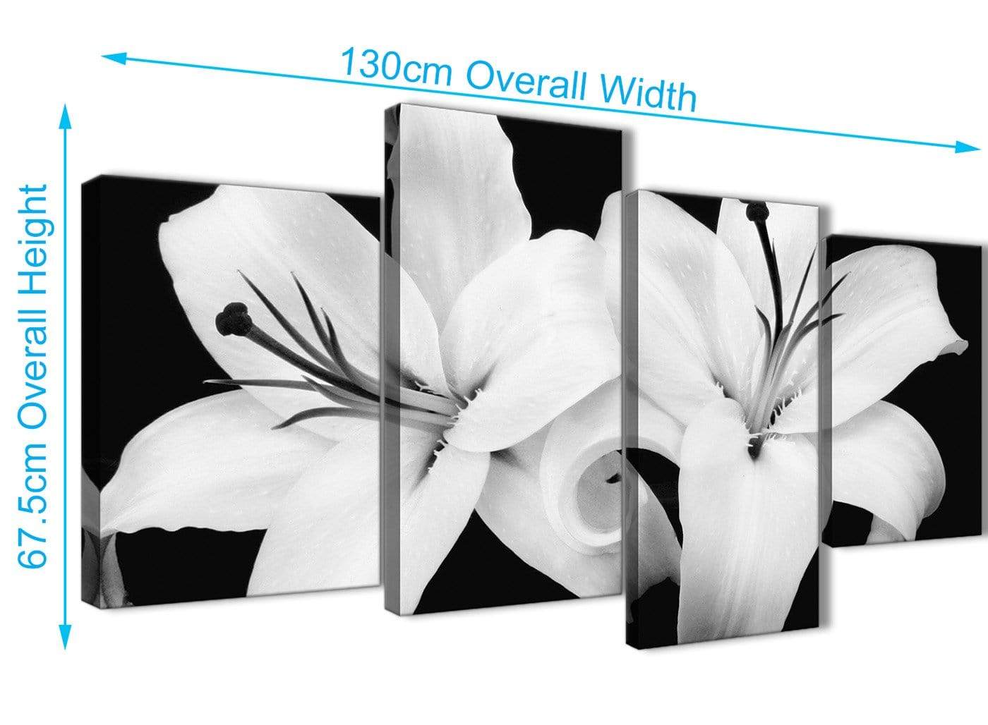 Black White Lily Flower Bedroom Canvas Wall Art Accessories Print