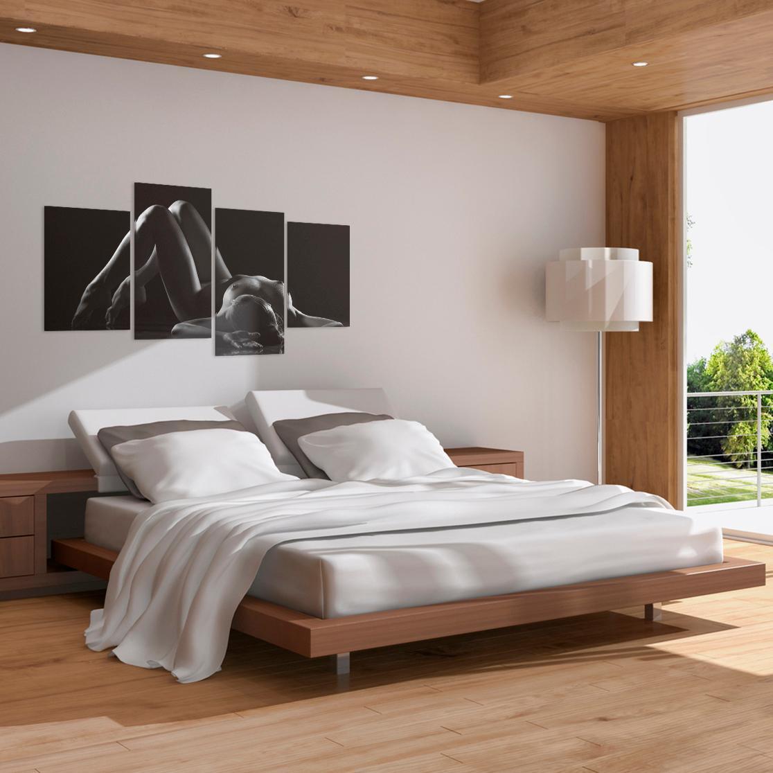 Modern Bedroom Black White Woman Nude Erotic Canvas
