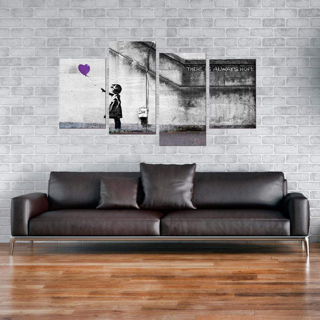 Banksy Balloon Girl Purple Heart Hope Canvas