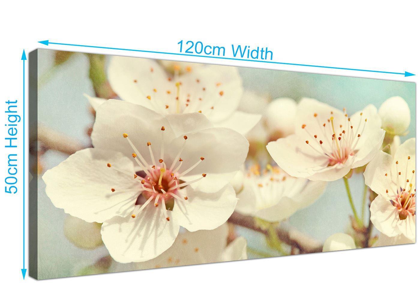 Japanese Cherry Blossom Duck Egg Blue White Floral Canvas