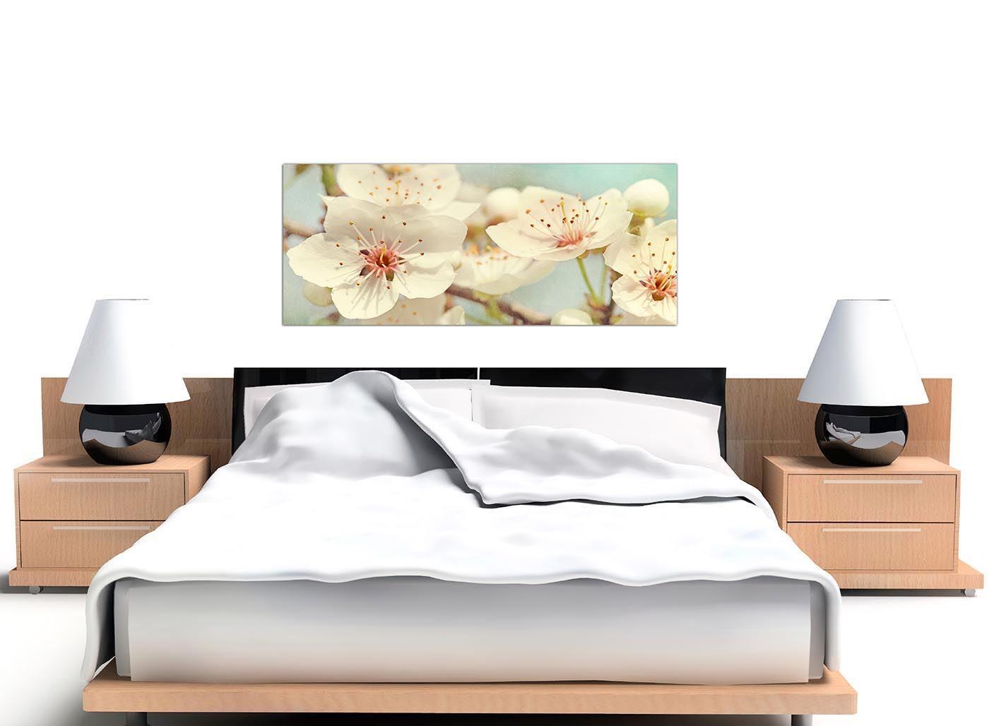 Japanese Cherry Blossom Duck Egg Blue White Floral Canvas
