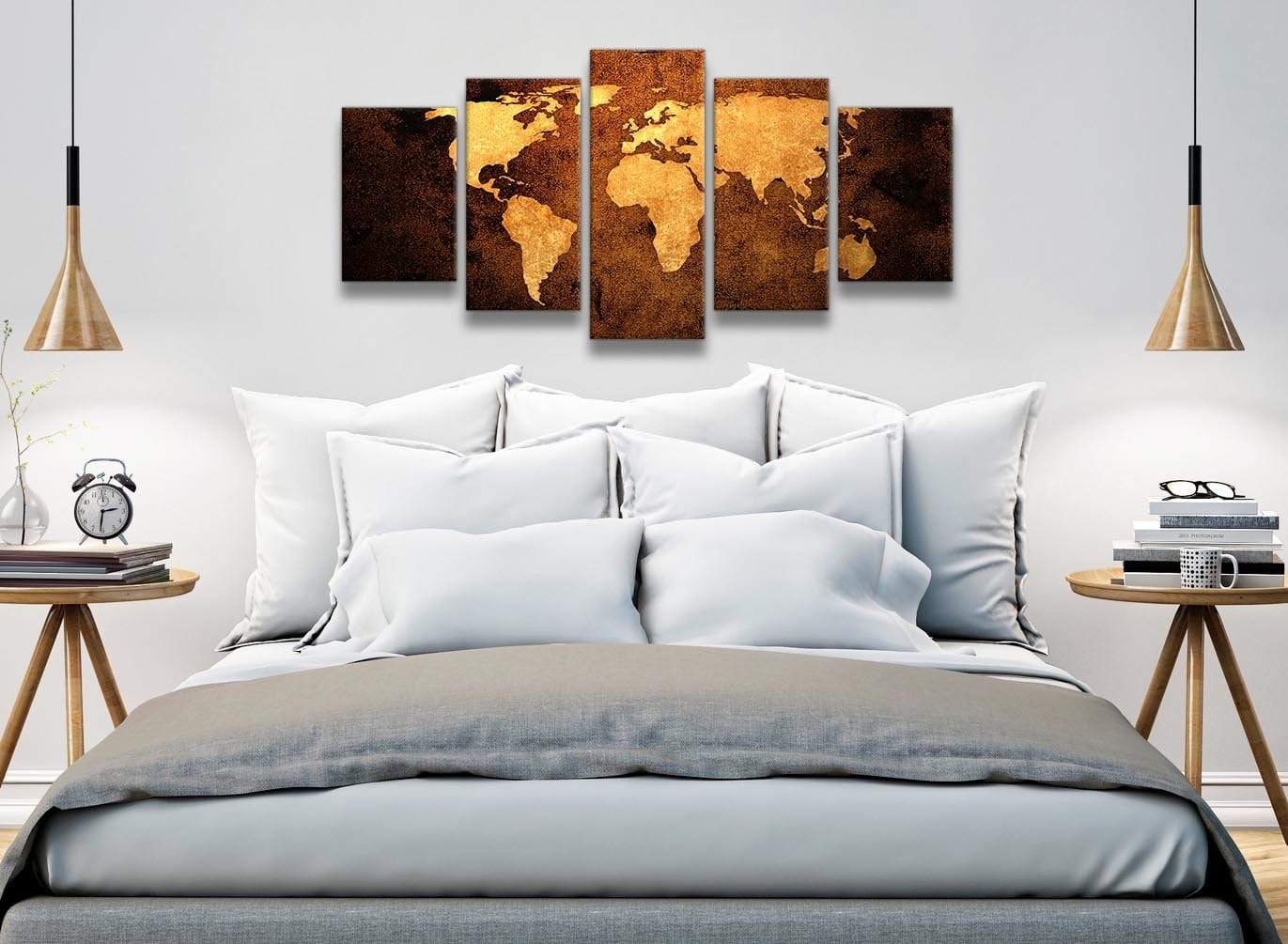 Old World Map - Brown Cream Canvas
