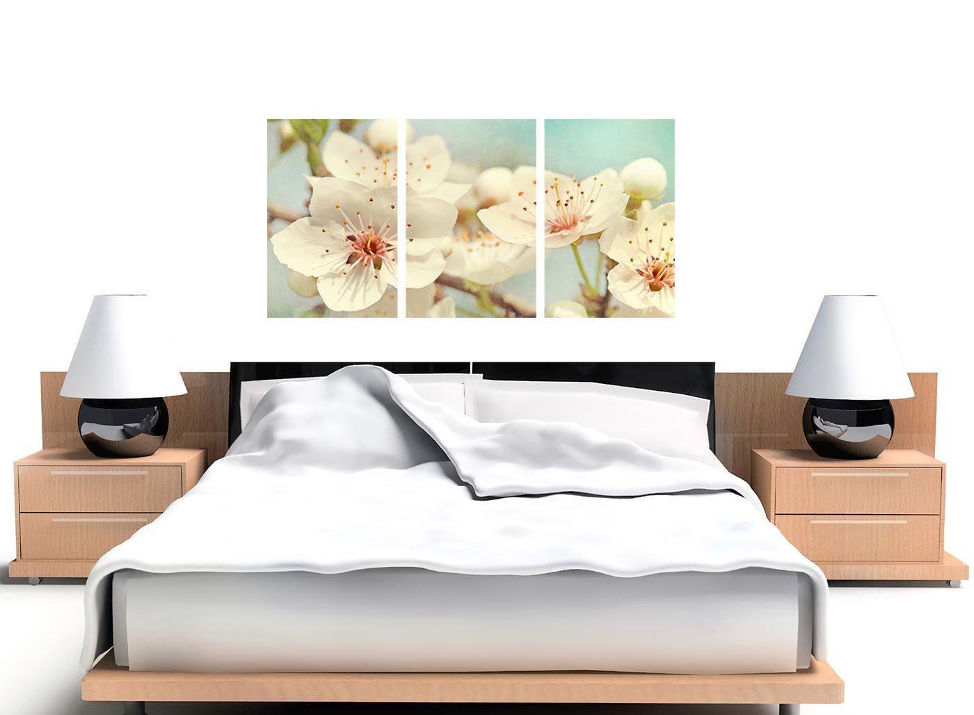 Japanese Cherry Blossom Duck Egg Blue White Floral Canvas