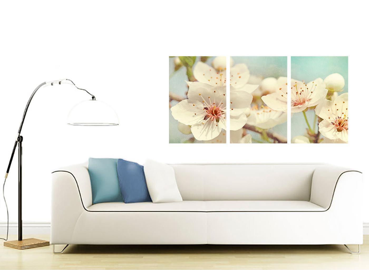 Japanese Cherry Blossom Duck Egg Blue White Floral Canvas