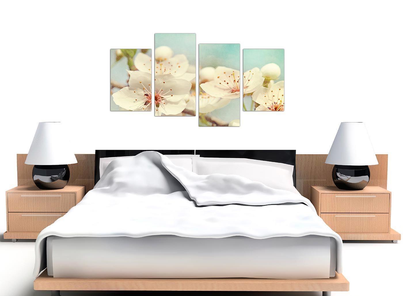 Japanese Cherry Blossom Duck Egg Blue White Floral Canvas
