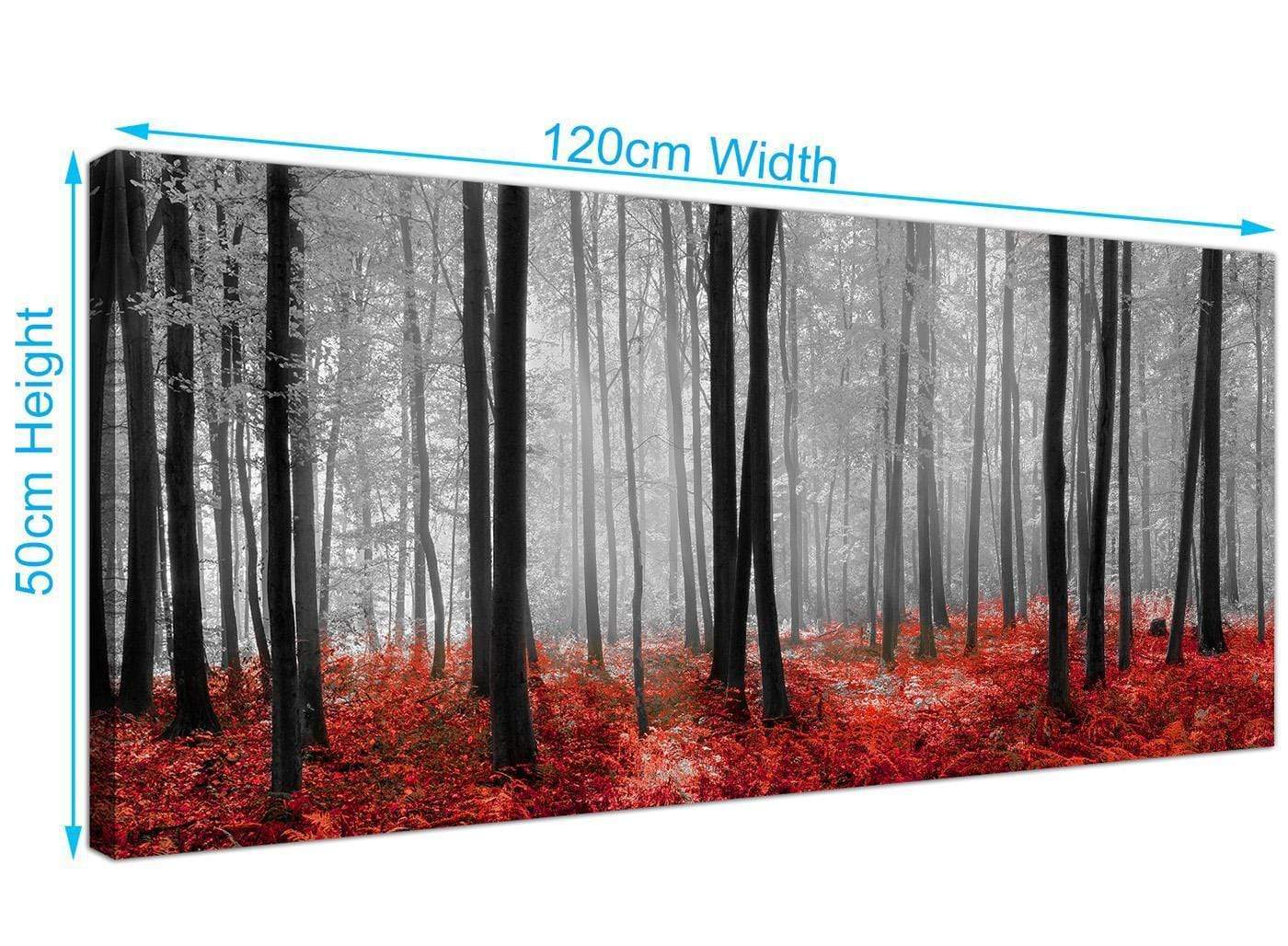 Black White Red Grey Forest Woodland Trees Canvas