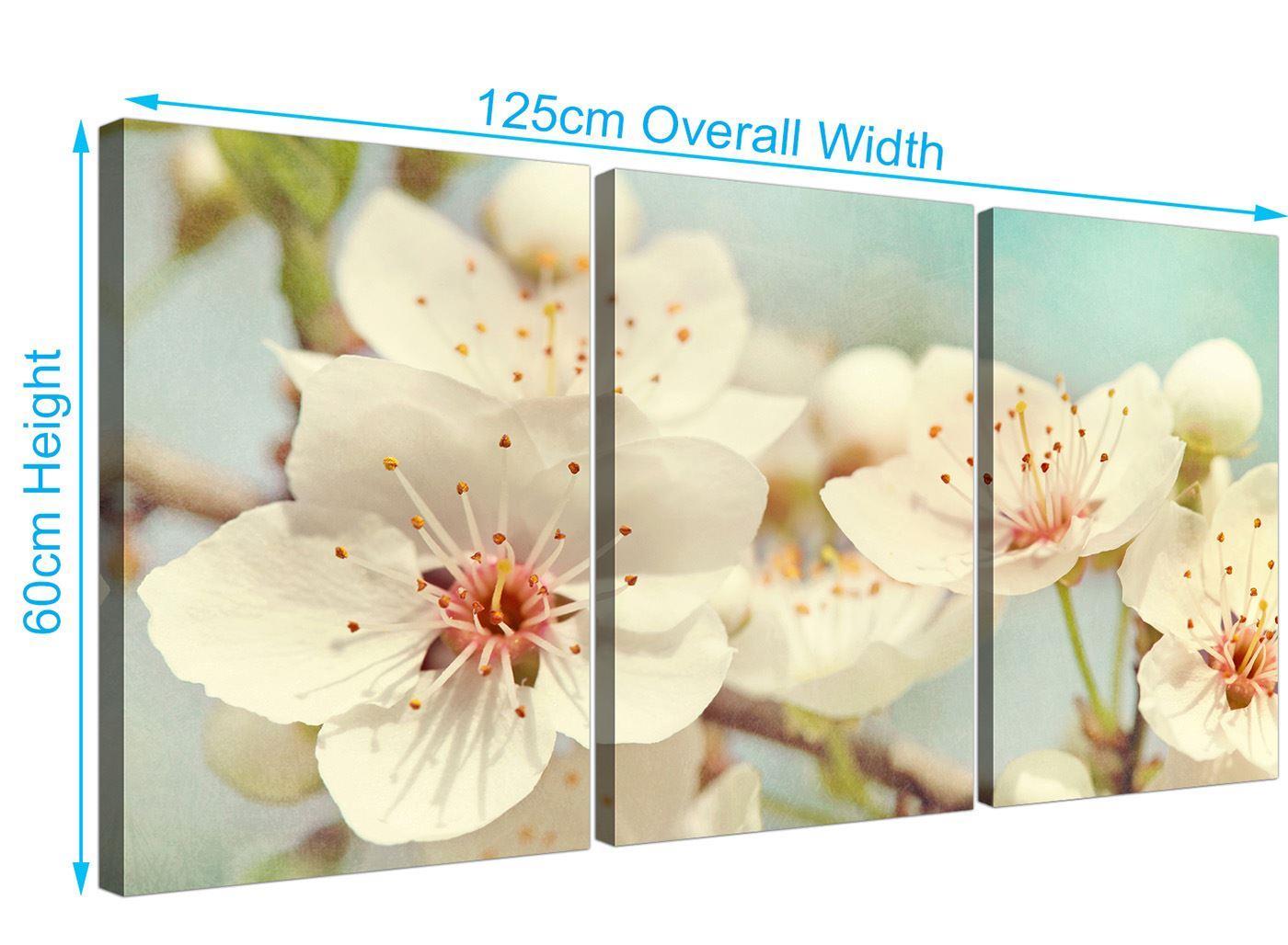 Japanese Cherry Blossom Duck Egg Blue White Floral Canvas