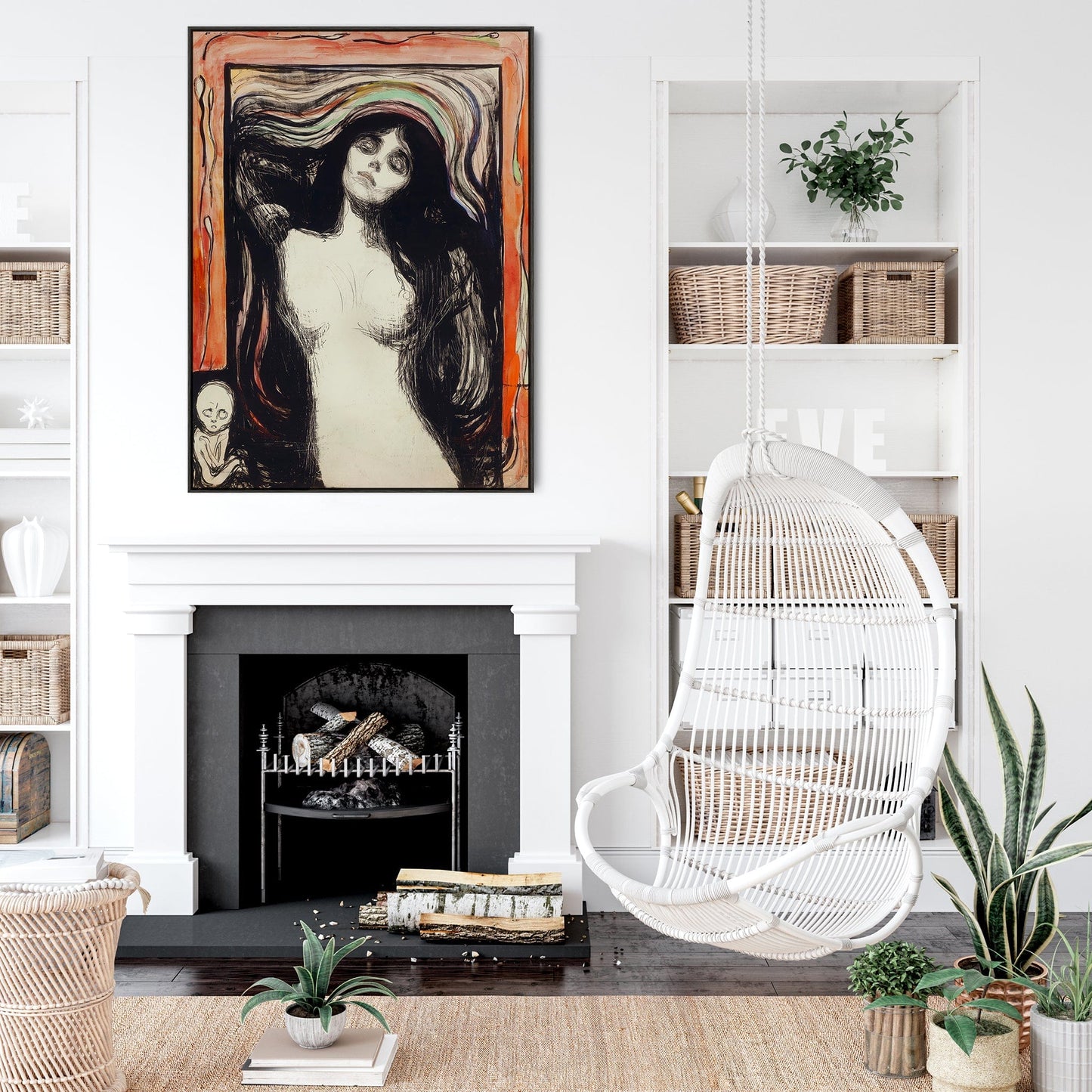 Large Edvard Munch Wall Art Framed Canvas Print of Madonna Painting