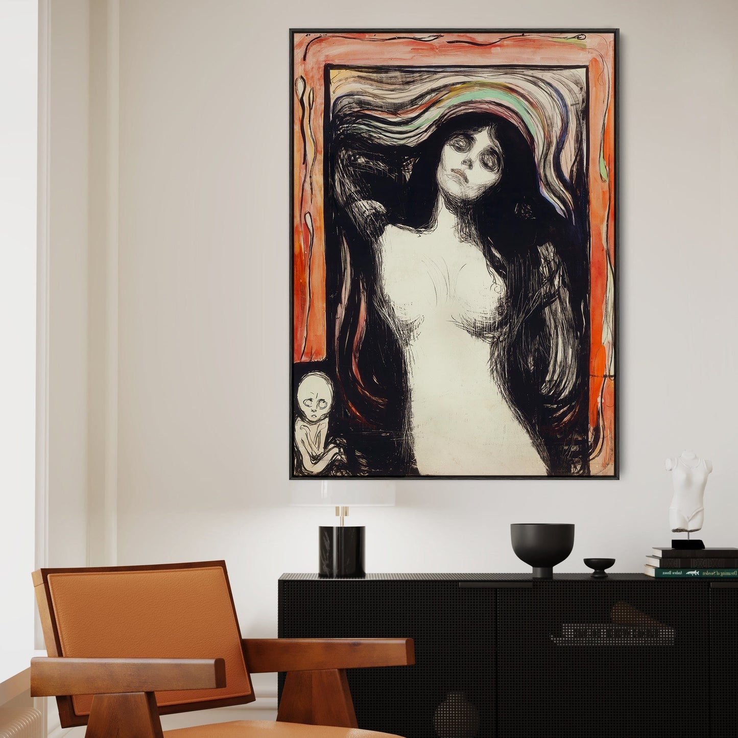 Large Edvard Munch Wall Art Framed Canvas Print of Madonna Painting