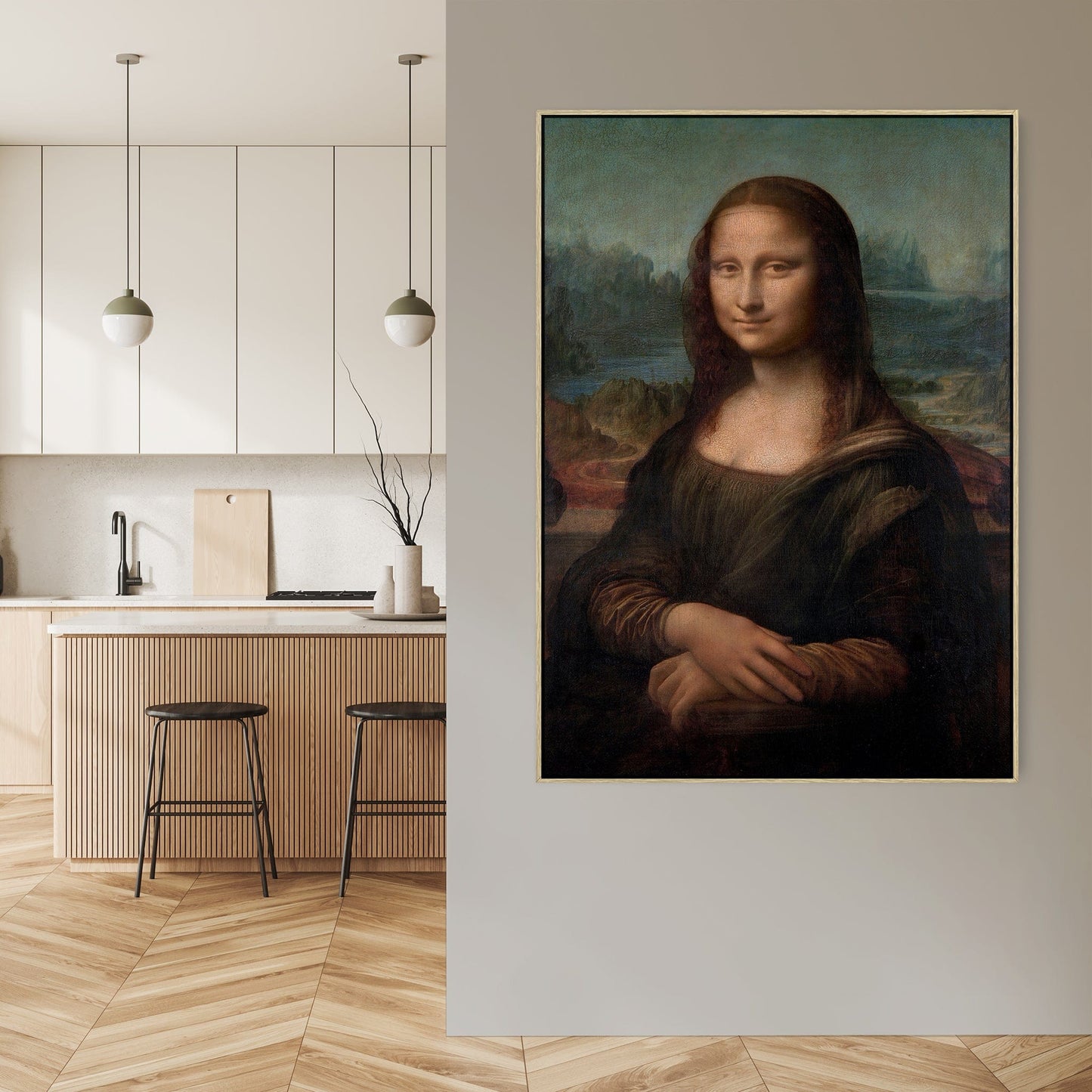 Large Mona Lisa Wall Art Framed Canvas Print of Leonardo da Vinci Painting