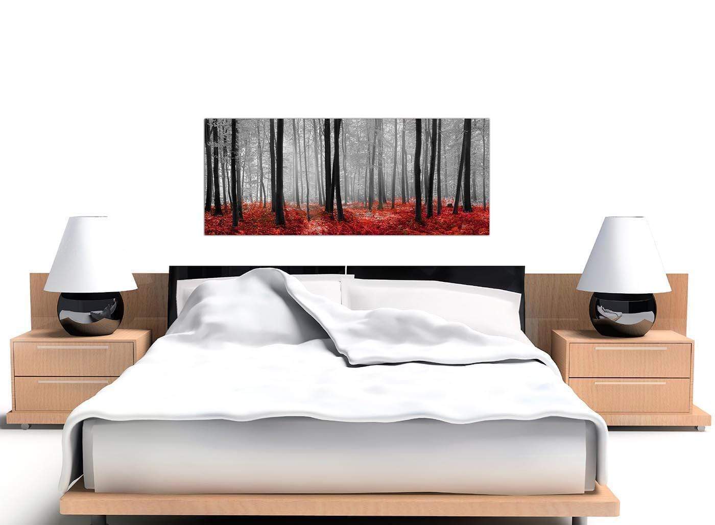 Black White Red Grey Forest Woodland Trees Canvas