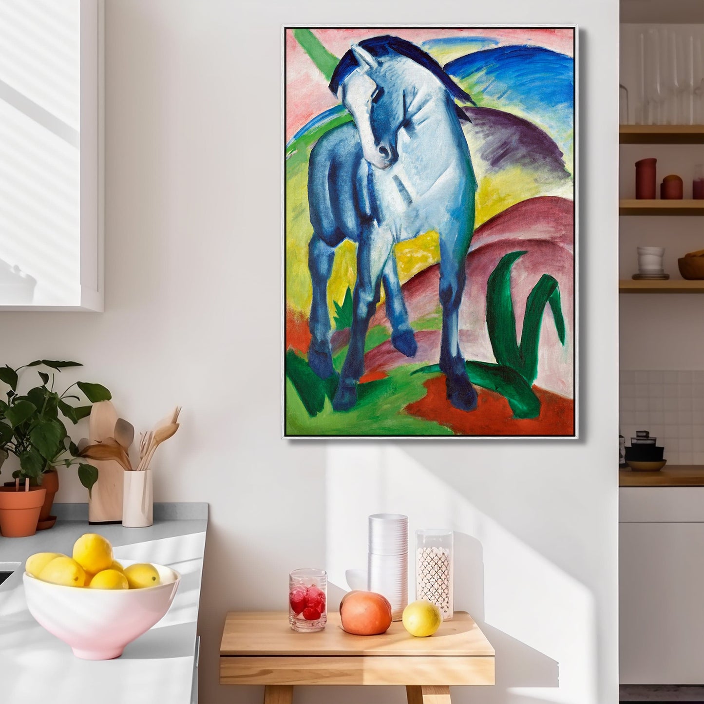 Large Franz Marc Wall Art Framed Canvas Print of Blue Horse Painting