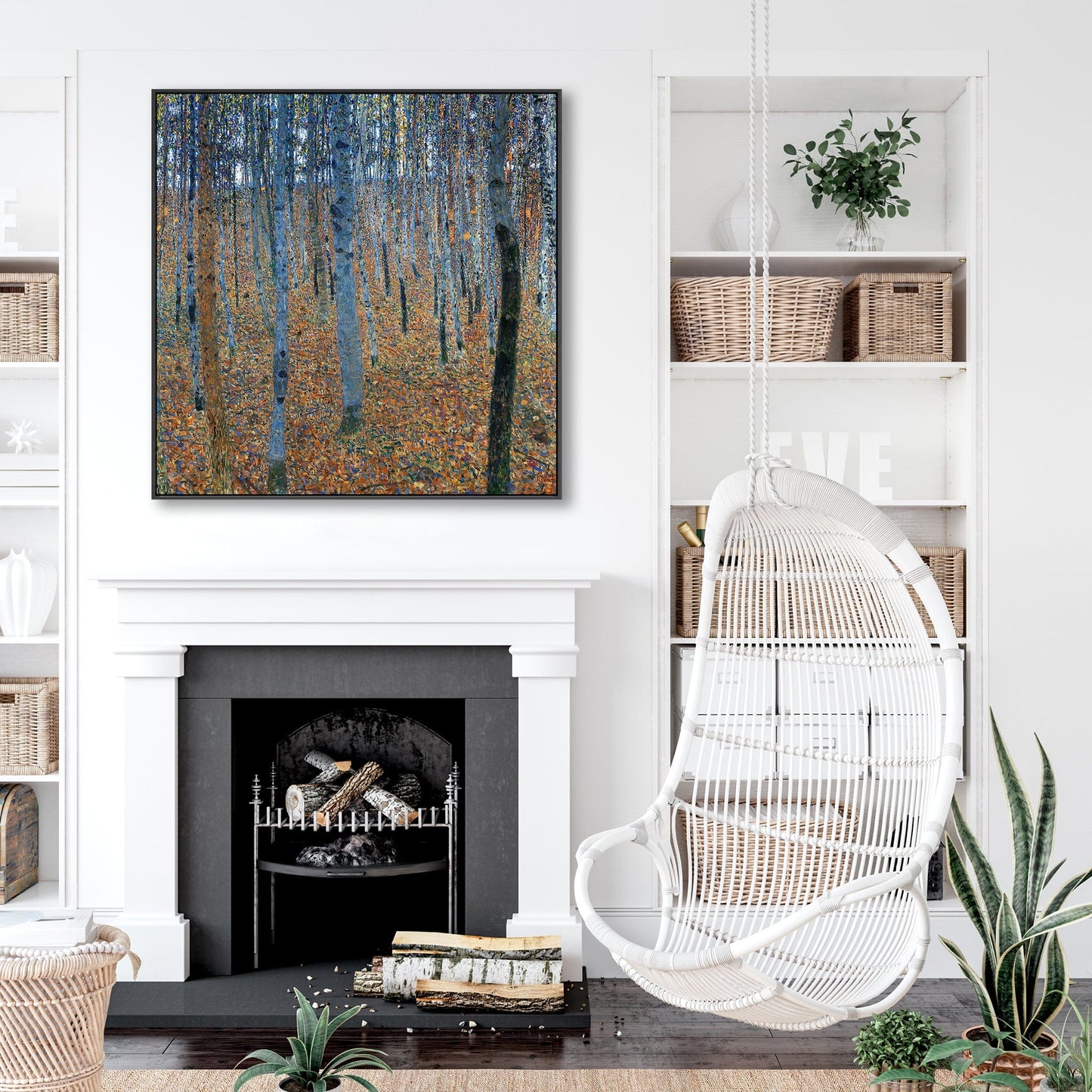 Gustav Klimt Birch Trees - Framed Canvas Wall Art - Beech Grove