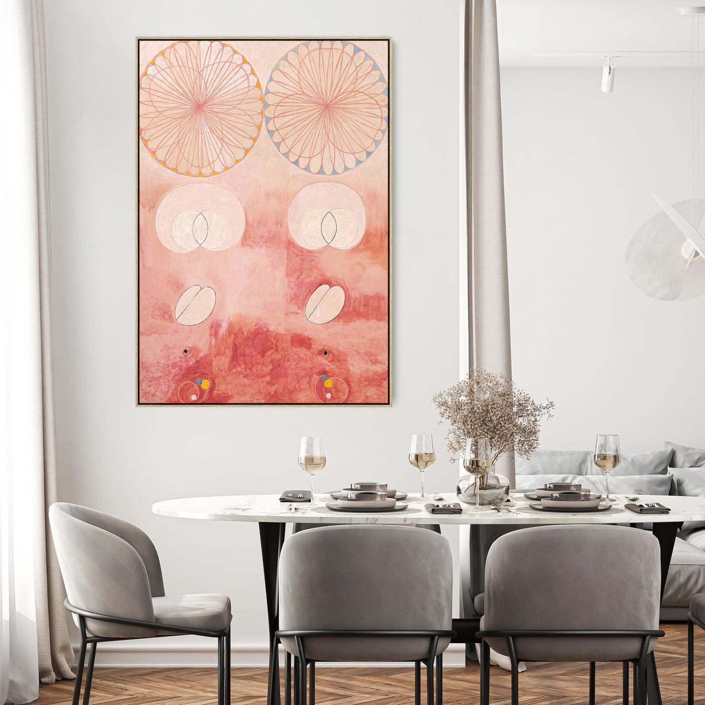 Hilma AF Klint Pink Abstract Wall Art Framed Canvas Print of No9 Old Age Painting