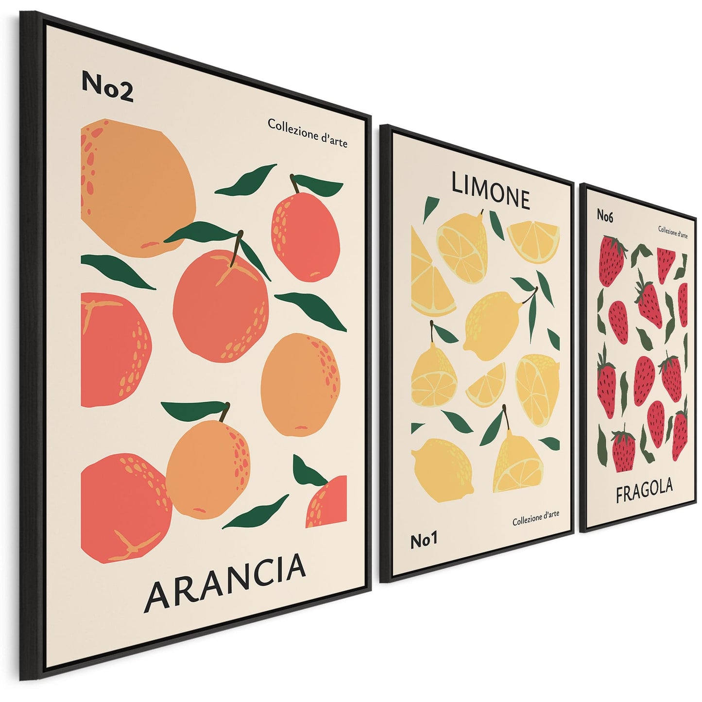 Set of 3 Kitchen Wall Art - XL Framed Canvas Prints -Fruits - 2m Wide
