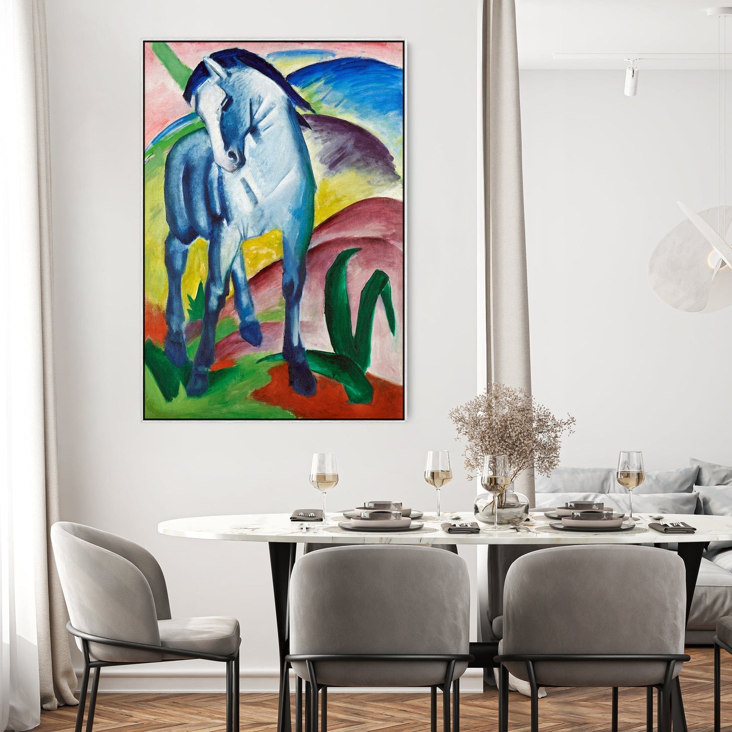 Large Franz Marc Wall Art Framed Canvas Print of Blue Horse Painting