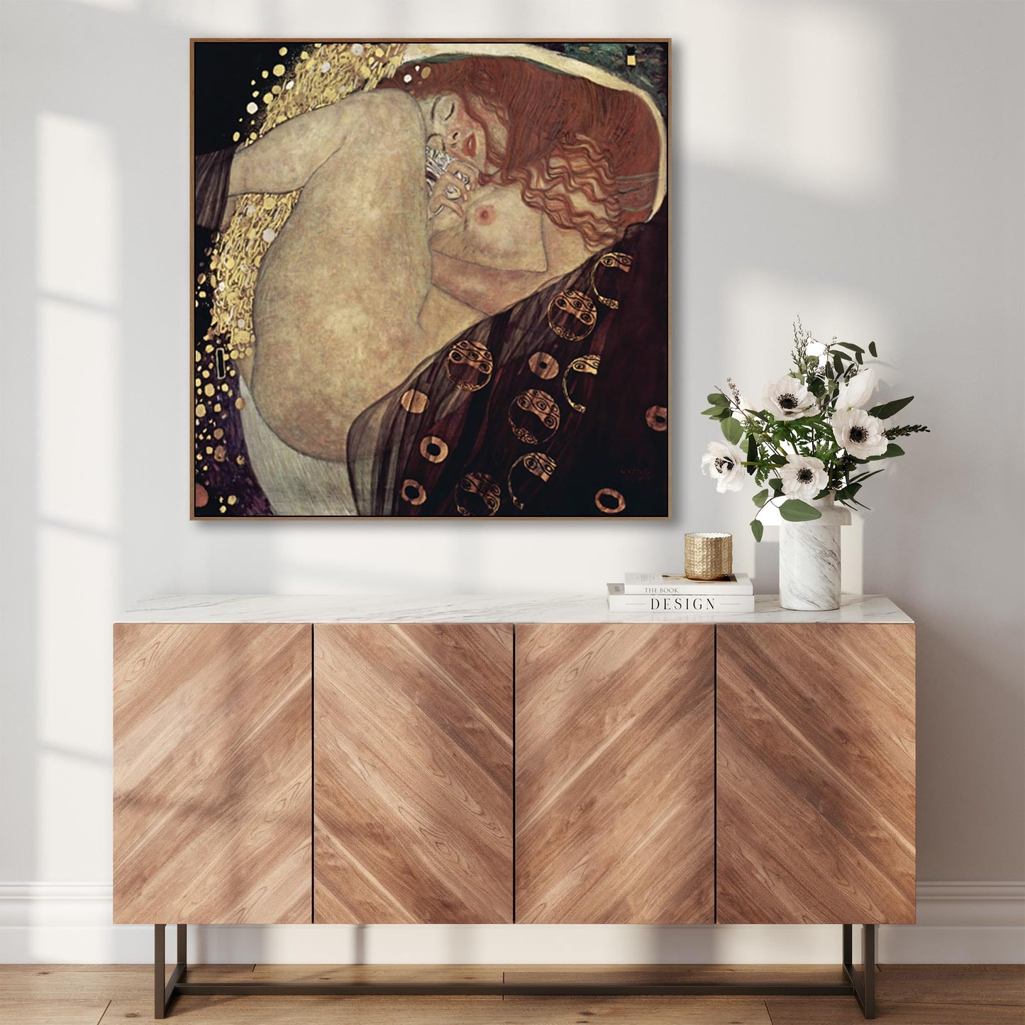 Gustav Klimt - Danae - Large Wall Art Framed Canvas Print - XL 100cm x 100cm