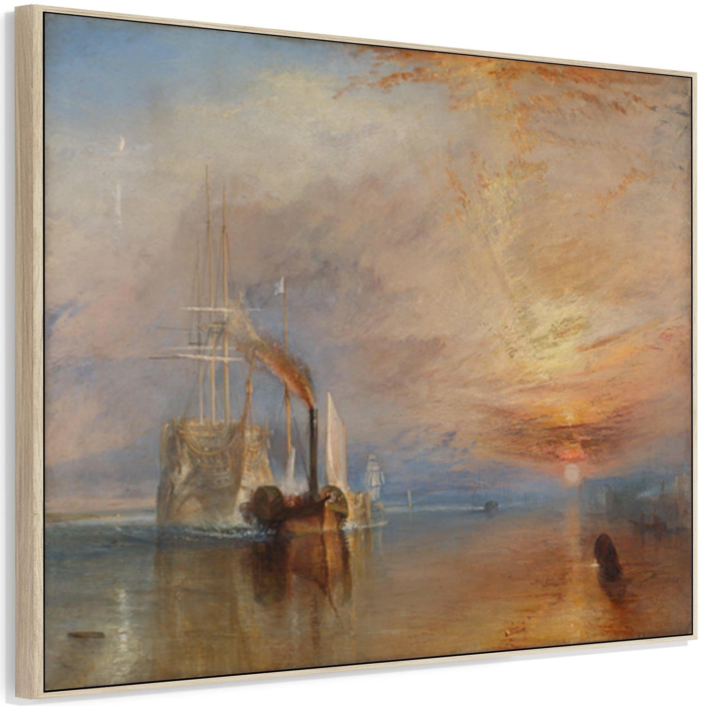 Large JMW William Turner Wall Art Framed Canvas Print The Fighting Temeraire Landscape Painting