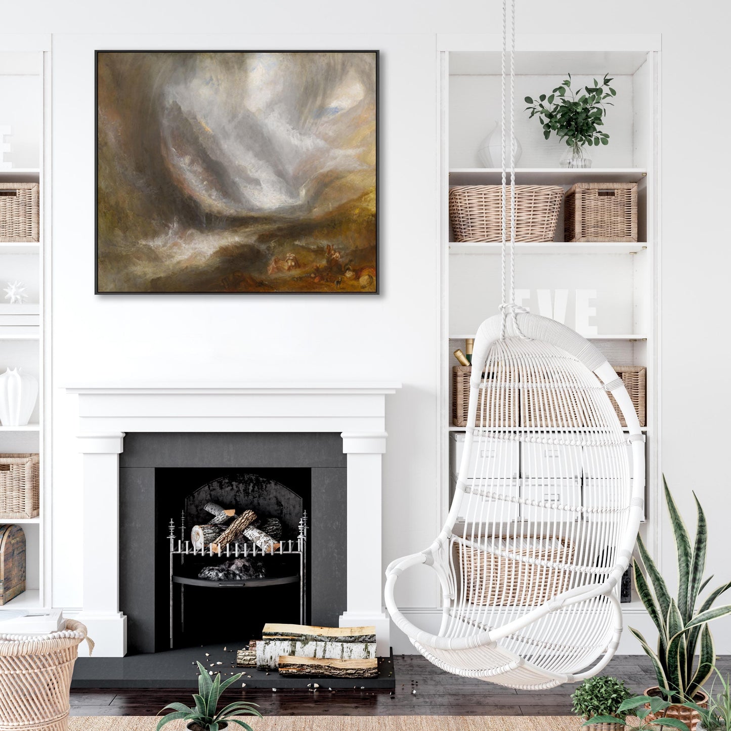 Large JMW William Turner Wall Art Framed Canvas Print Snow Storm Avalanche Landscape Painting