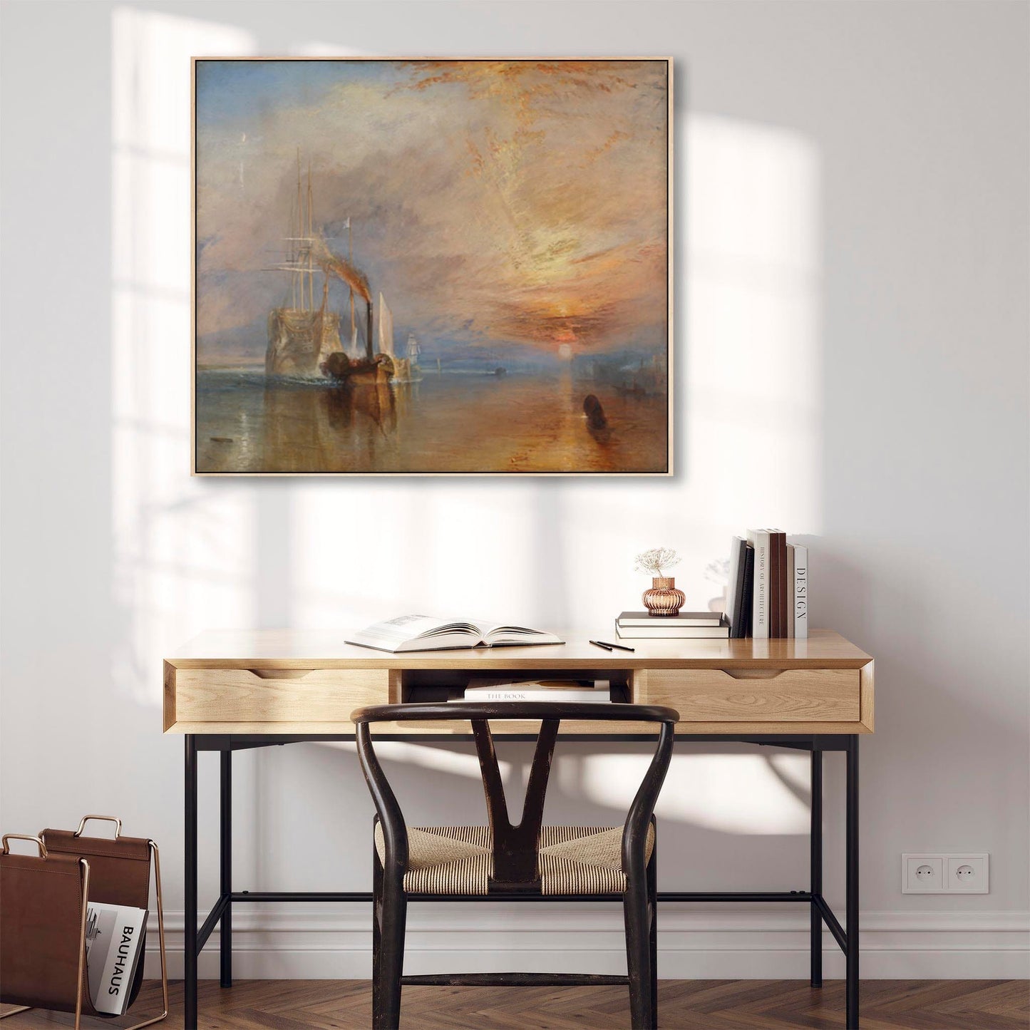 Large JMW William Turner Wall Art Framed Canvas Print The Fighting Temeraire Landscape Painting