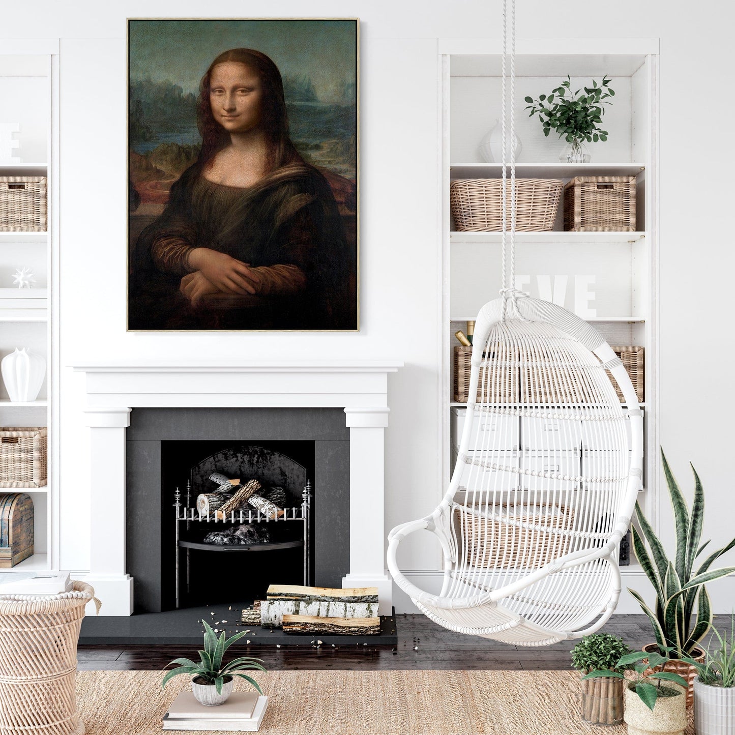 Large Mona Lisa Wall Art Framed Canvas Print of Leonardo da Vinci Painting
