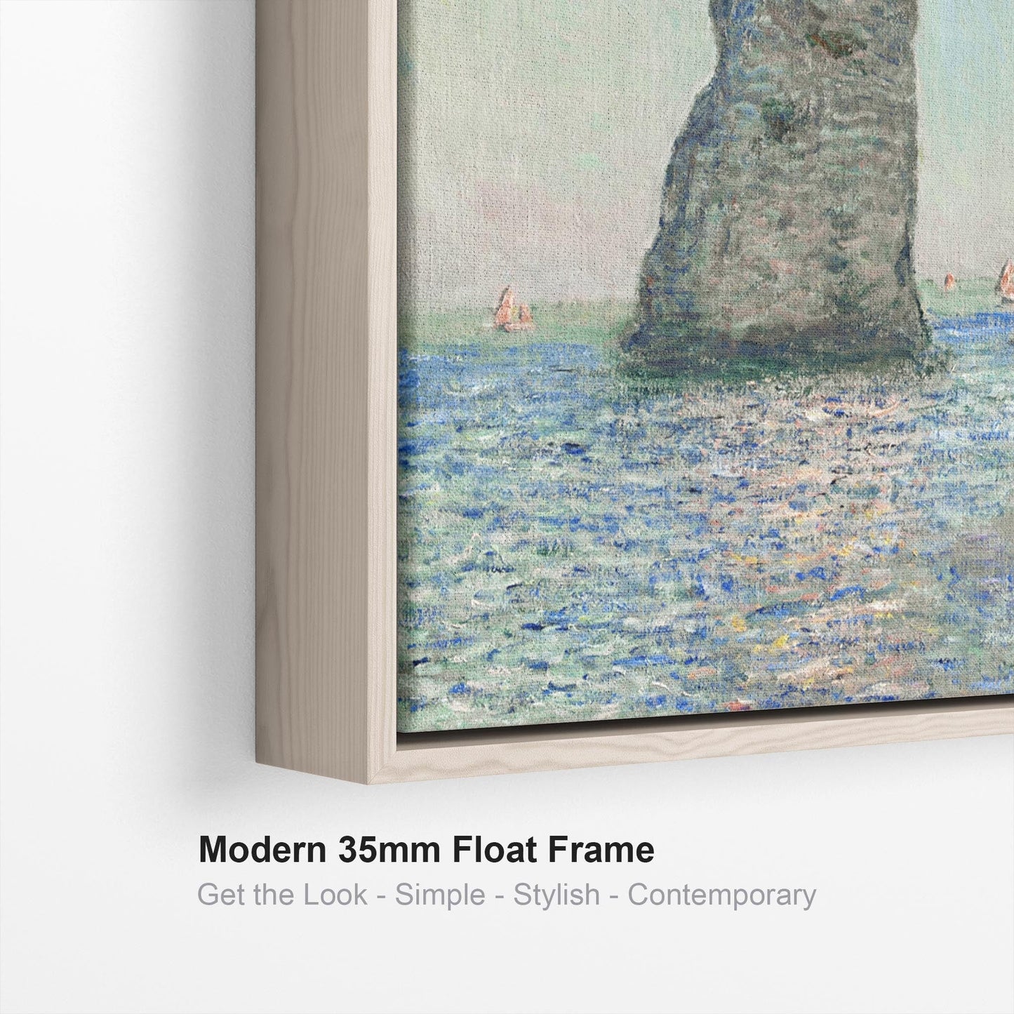 Extra Large Claude Monet Pair of Blue Beach Wall Art Framed Canvas Pictures - Set of 2