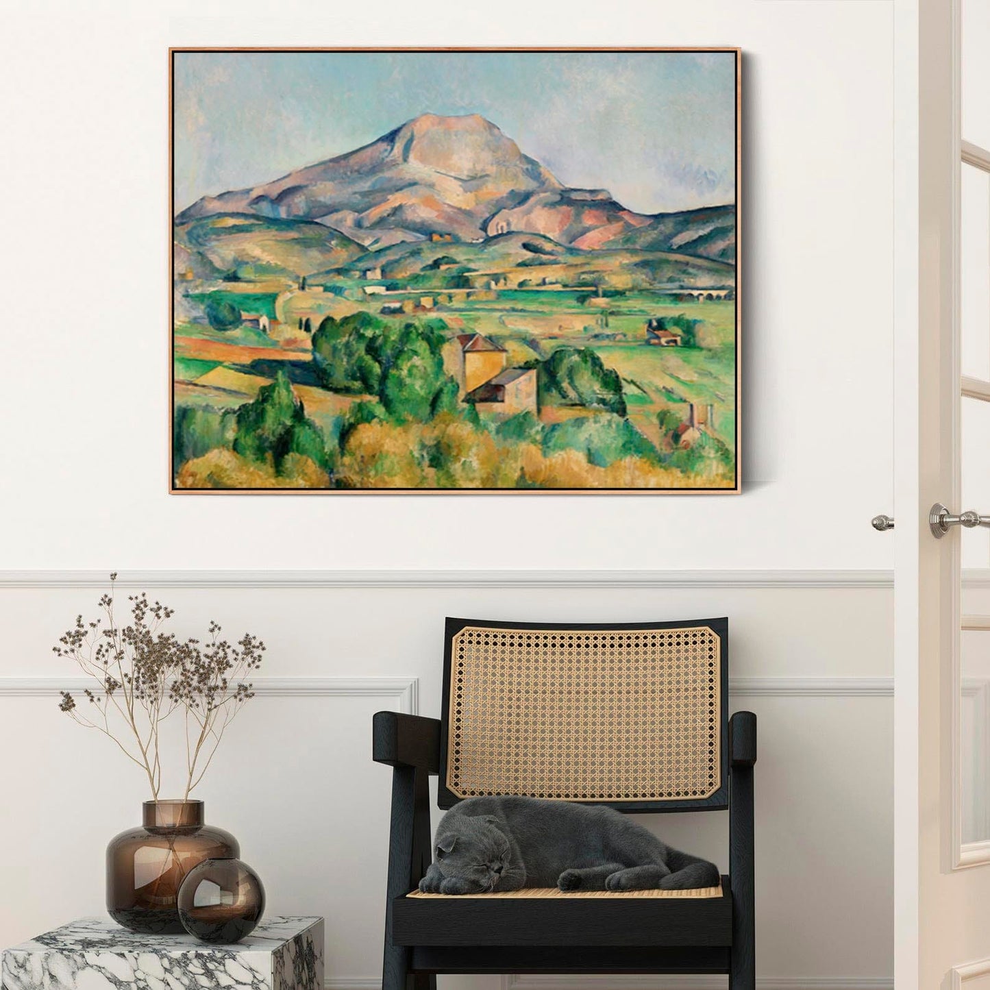 Large Paul Cezanne Landscape Wall Art Framed Canvas Print of La Montagne Sainte-Victoire Painting