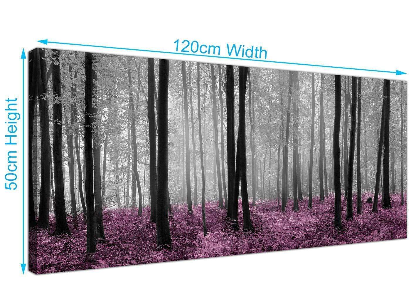 Modern Black Grey Plum Purple Forest Trees Landscape Canvas