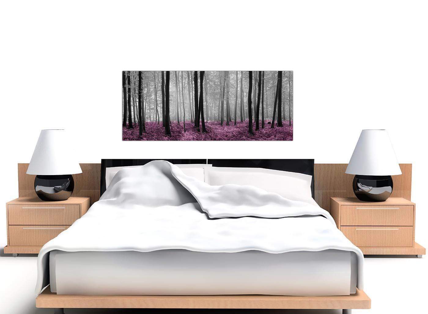 Modern Black Grey Plum Purple Forest Trees Landscape Canvas