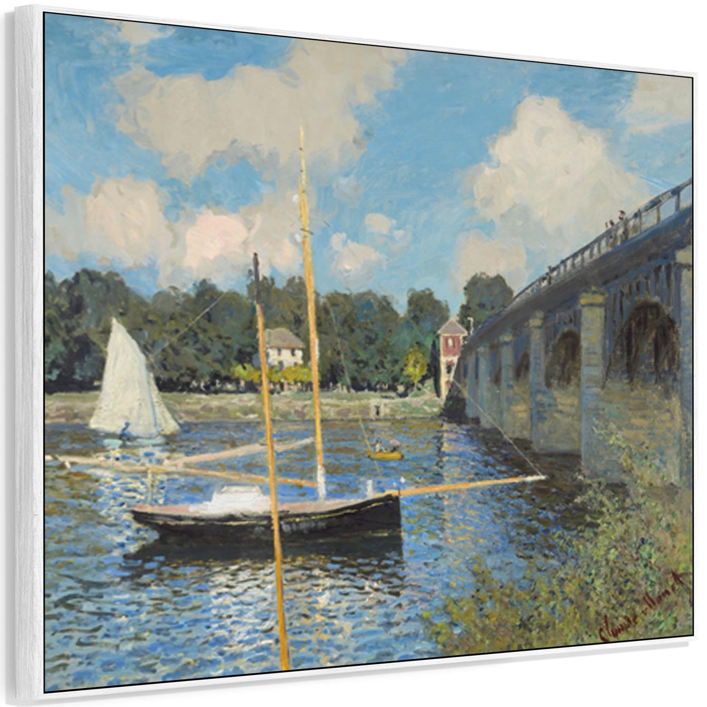 Large Claude Monet Framed Canvas Print of Bridge at Argenteuil Painting