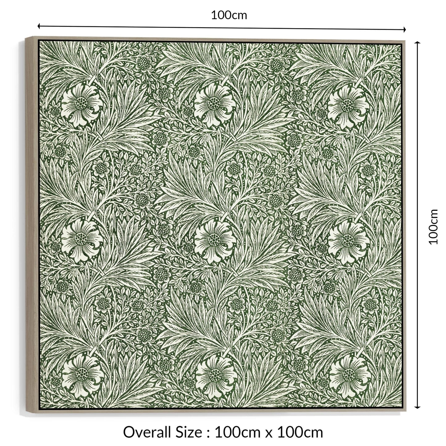 Large William Morris Wall Art Framed Canvas Print of Famous Marigold Pattern - 100cm x 100cm