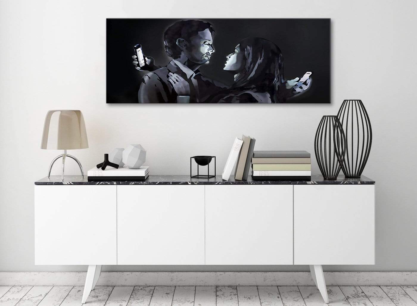 Banksy Mobile Lovers Graffiti Canvas Wall Art