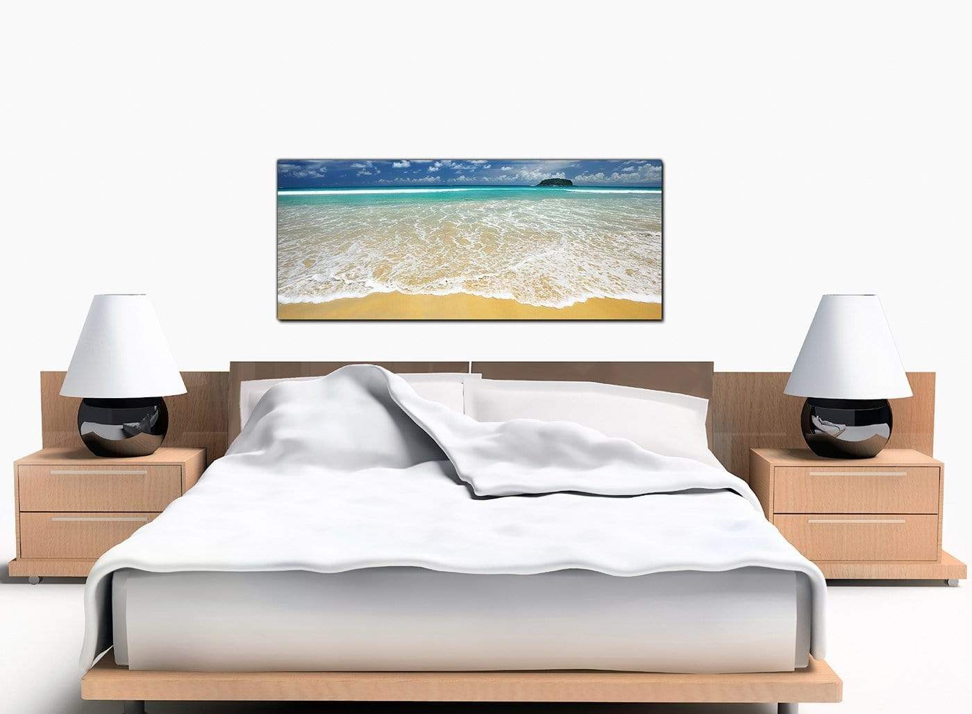 Modern Tropical Ocean Sandy Shore Scene Beach Canvas