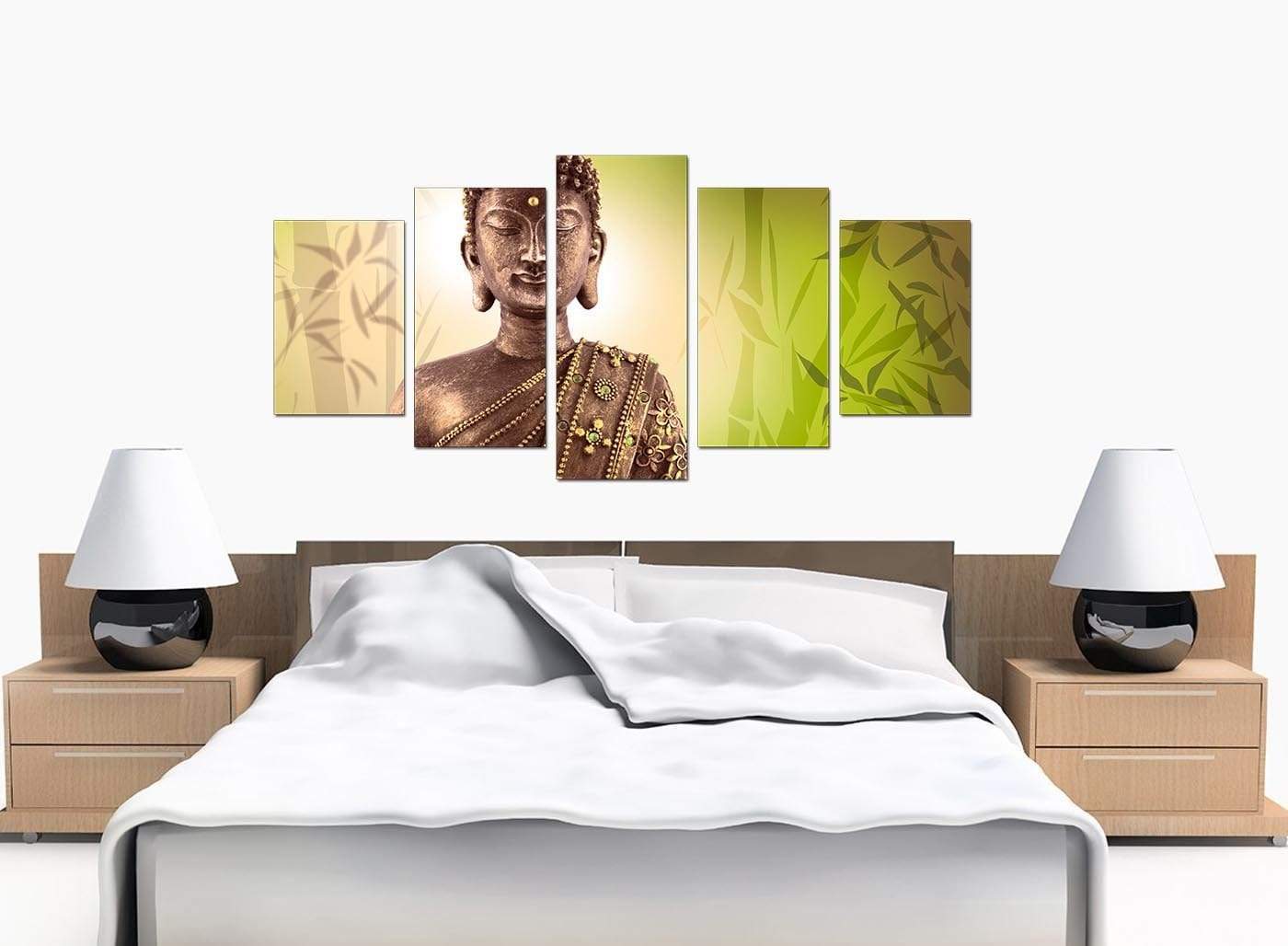 Abstract Buddha Lime Green Bamboo Zen Canvas