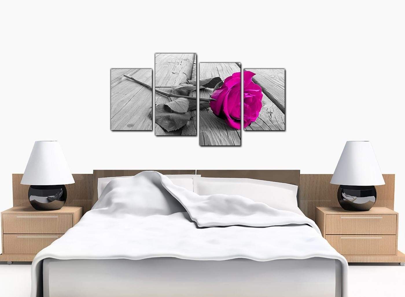 Pink Rose Grey Black White Flower Floral Canvas