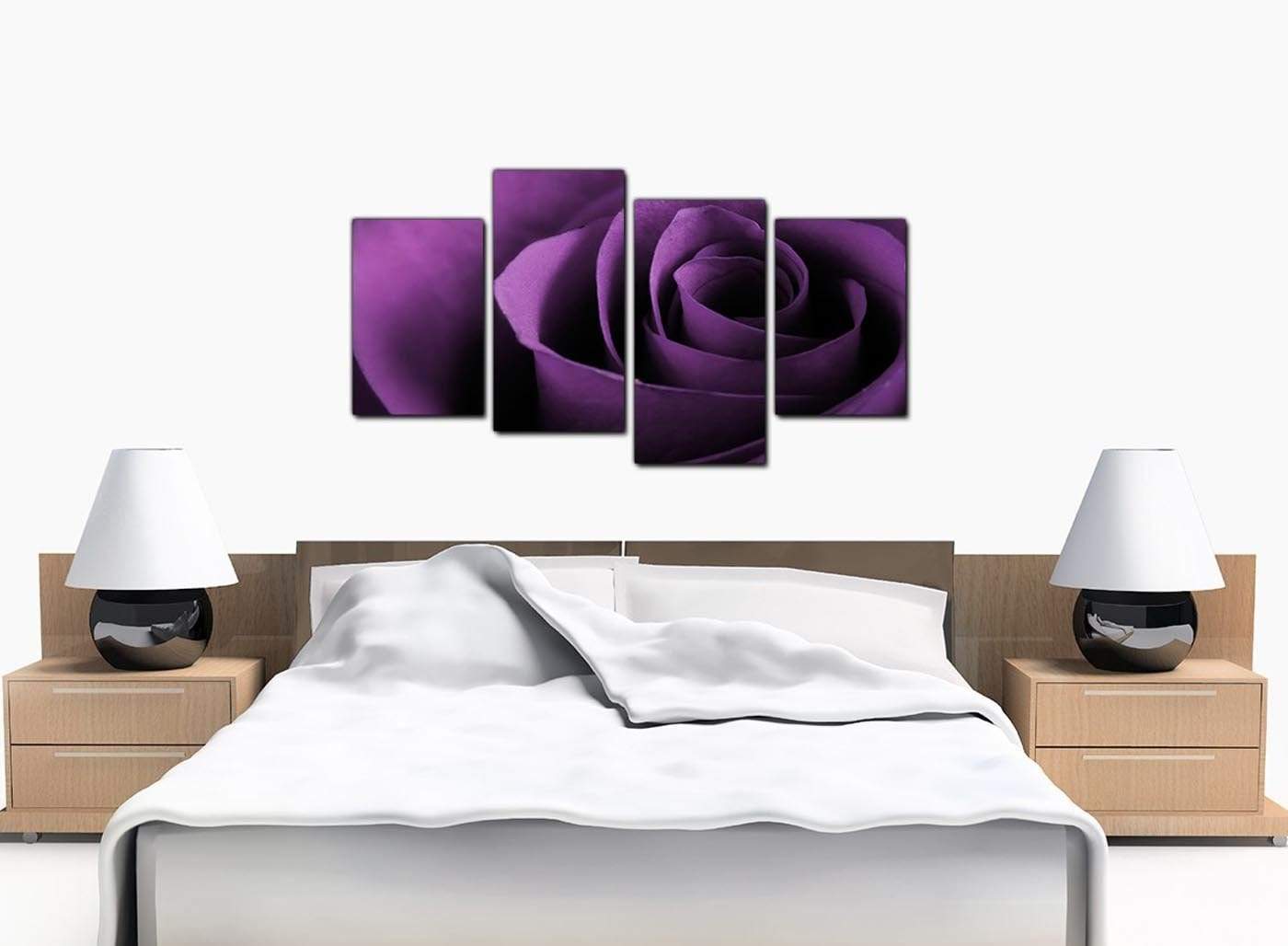 Purple Rose Petal Flower Floral Modern Canvas Art