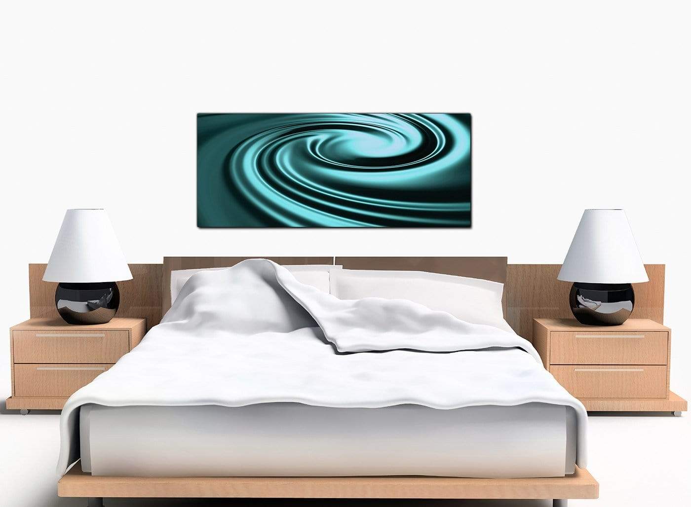 Teal Coloured Swirl Design Abstract Canvas