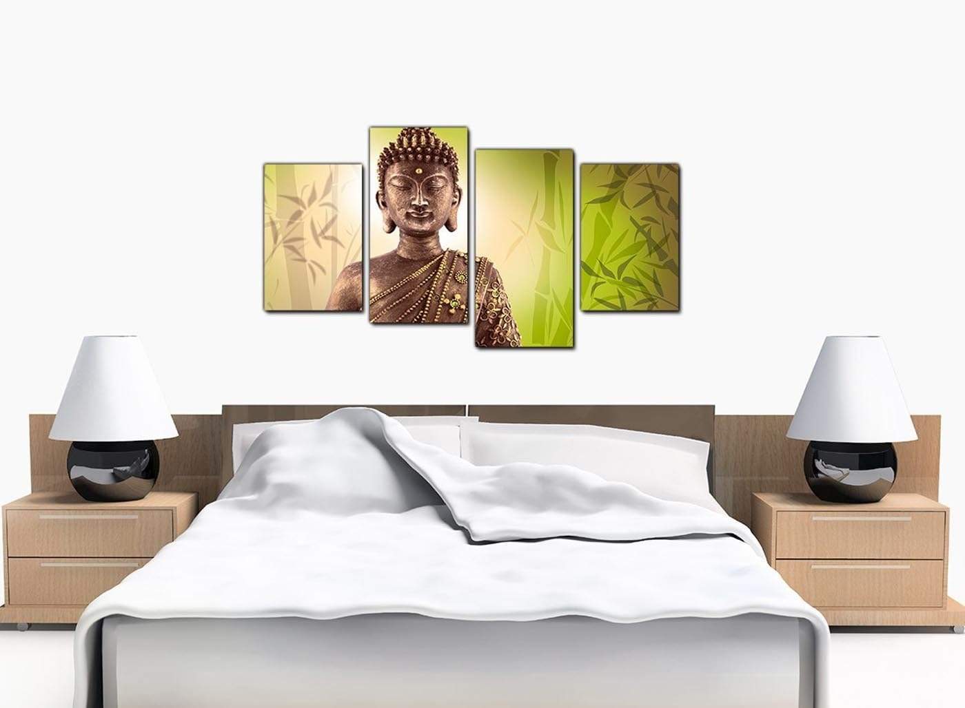 Abstract Buddha Lime Green Bamboo Zen Canvas